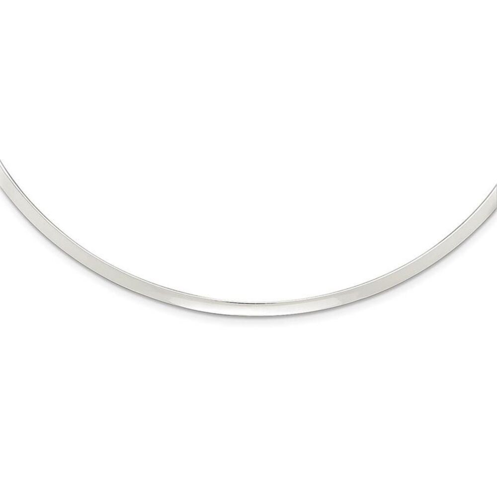 3mm Sterling Silver Polished Slip On Neck Collar, 14 Inch